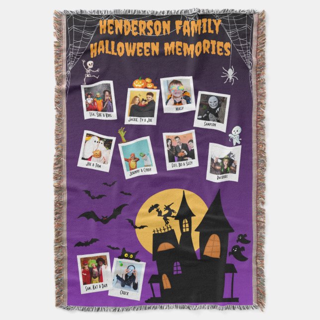Family Halloween Memories Photo Collage Throw Blanket (Front Vertical)