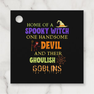 Family Halloween Quote With Witch Devil Spider Favour Tags