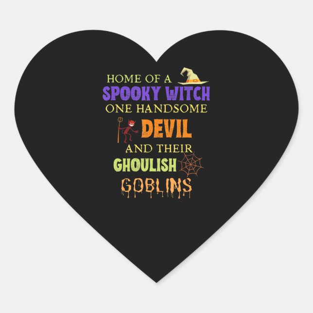 Family Halloween Quote With Witch Devil Spider Heart Sticker (Front)