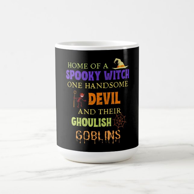 Family Halloween Quote With Witch Devil Spider Web Coffee Mug (Center)