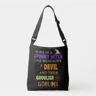 Family Halloween Quote With Witch Devil Spider Web Crossbody Bag