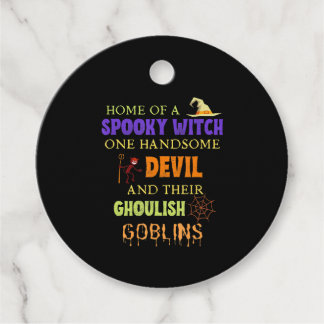 Family Halloween Quote With Witch Devil Spider Web Favour Tags