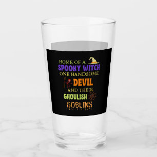 Family Halloween Quote With Witch Devil Spider Web Glass