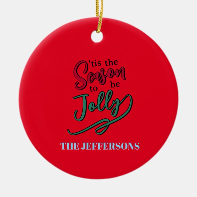 Family Happy New Year Merry Christmas Ceramic Tree Decoration (Front)