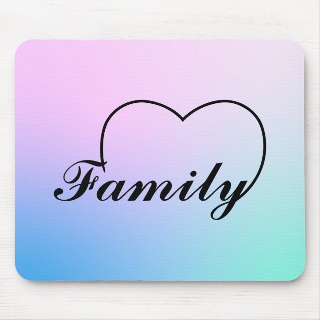 Family heart against a graduated pastel background mouse mat (Front)