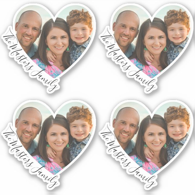 Family Heart Photo Elegant Sweet Script (Front)