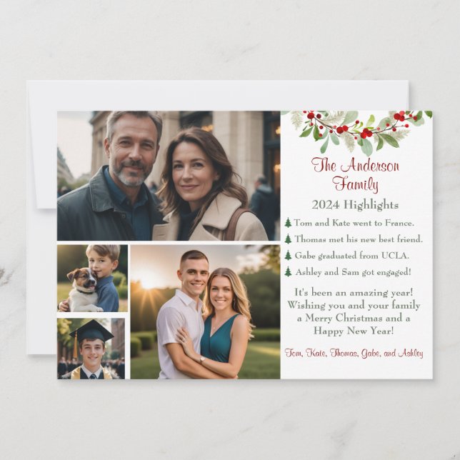 Family Highlights Classic Photo Christmas Holiday Card (Front)