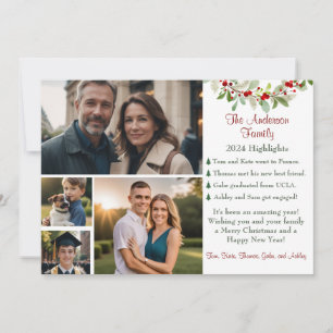 Family Highlights Classic Photo Christmas Holiday Card
