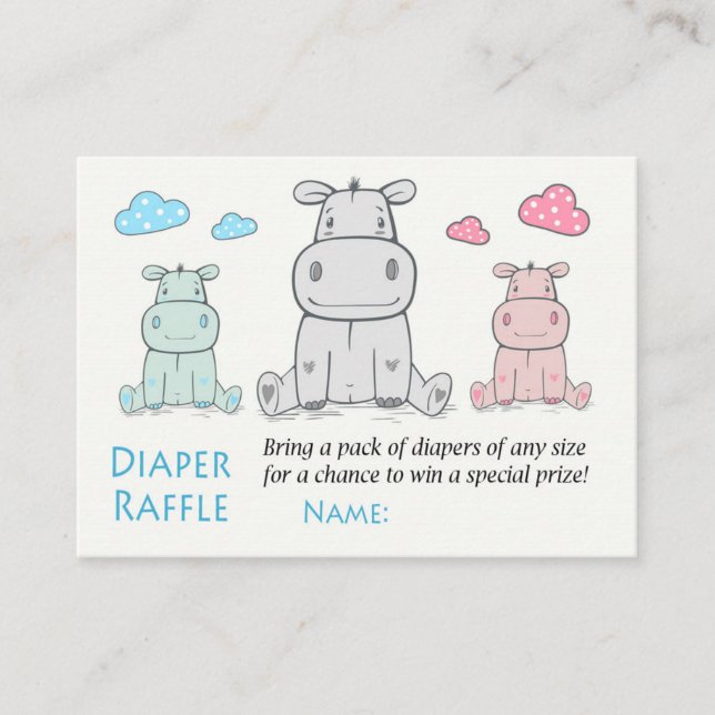 Family hippo Diaper Raffle Tickets (Front)