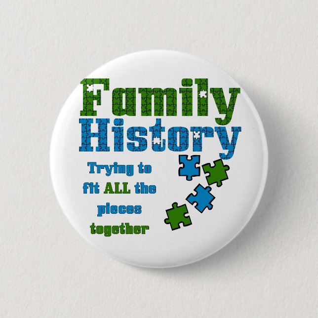Family History Puzzle 6 Cm Round Badge (Front)