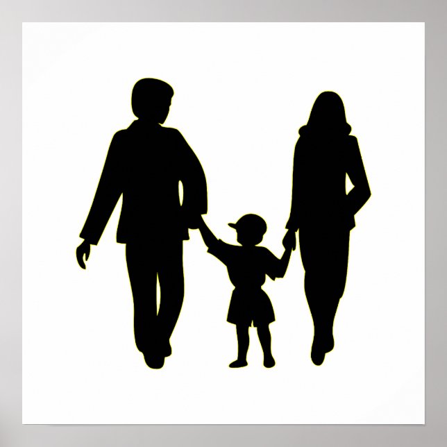 Family holding hands silhouette poster (Front)