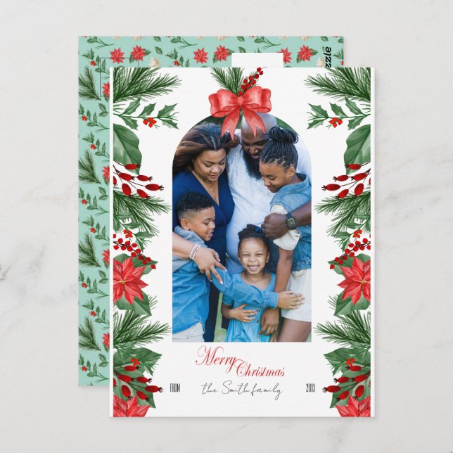 Family Holiday Christmas Photo Editable Postcard (Front/Back)