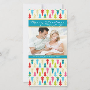 FAMILY HOLIDAY PHOTOCARD :: patternedxmastree 1P Card