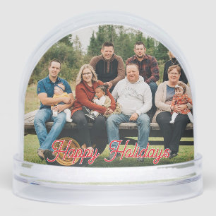 Family Holiday Themed 2 Photos Snow Globe