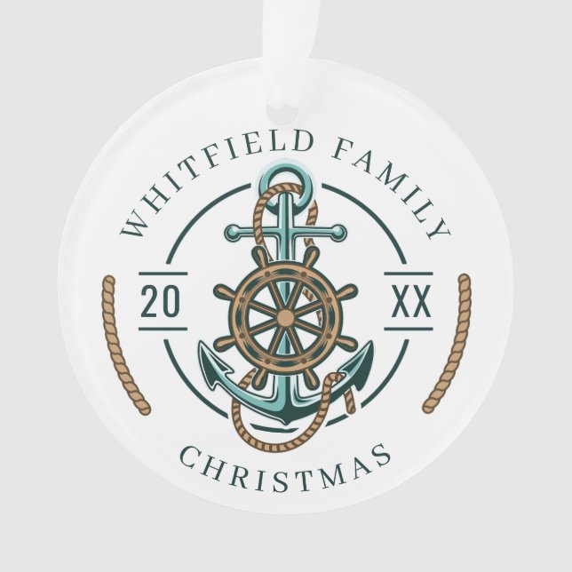 Family Holidays Nautical Keepsake Christmas Ornament (Front)