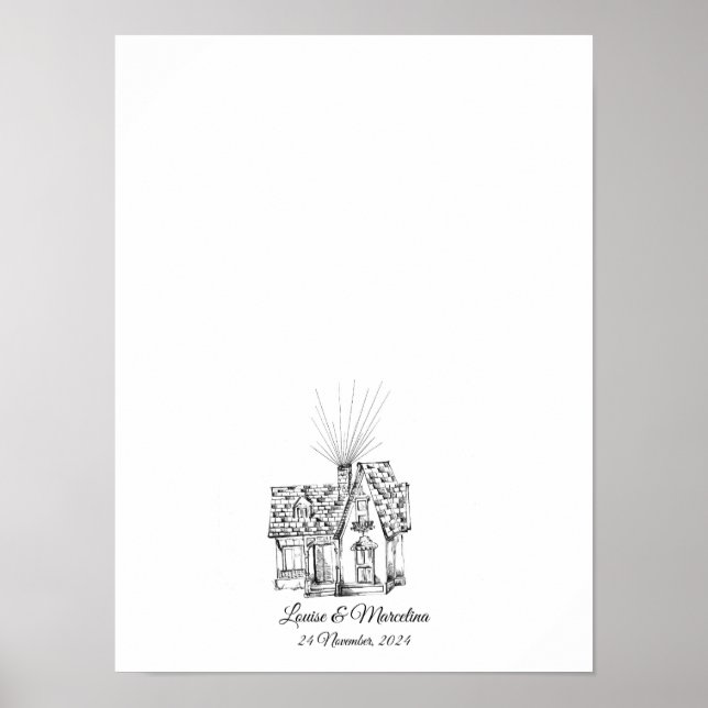 Family Home Fingerprint Wedding Guest Book (Front)