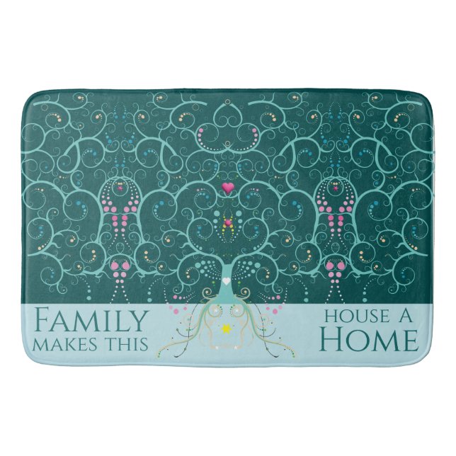 Family Home House Welcome Bath Mat (Front)