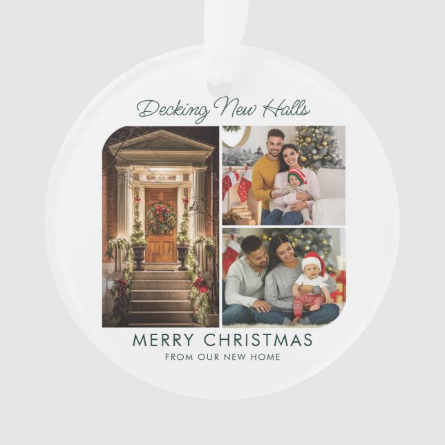 Family Home Photos First Christmas Holiday Ornament (Front)