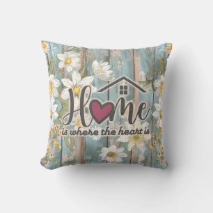 Family Home Rustic Floral Cushion