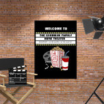 Family Home Theatre Custom Name unframed Poster<br><div class="desc">This cute poster is the perfect addition to any home theatre. It features a movie film reel, popcorn, soda and a custom movie marquee on a black background. Easily personalise the movie marquee with a name or other text. This unframed poster is available in wide variety of sizes to fit...</div>