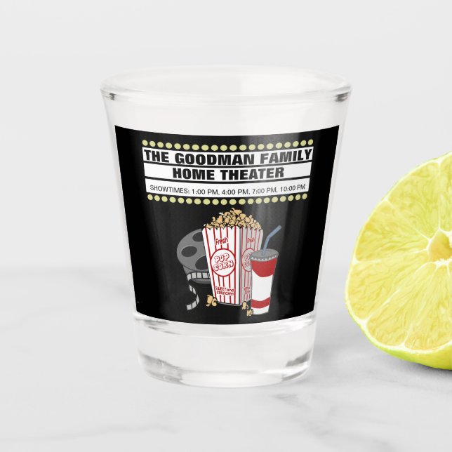 Family Home Theatre Personalised Shot Glass (Front)