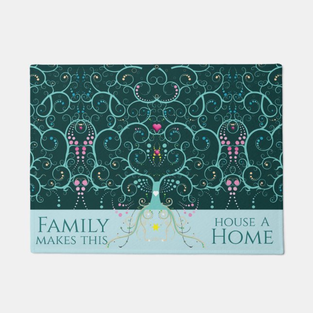 Family Home Welcome Mat Tree Life Design Small (Front)