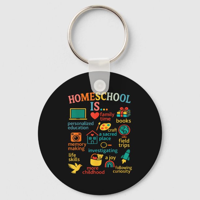 Family Homeschooling New Homeschooler Dad Mom Home Key Ring (Front)