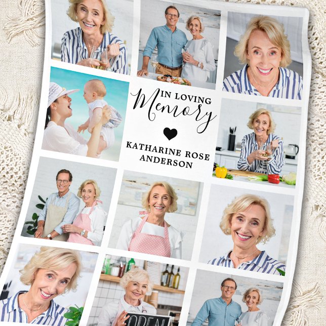 Family In Loving Memory 11 Photo Collage Memorial Fleece Blanket (Creator Uploaded)