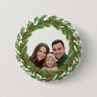 Family in the Snow Button – Cute Christmas Family
