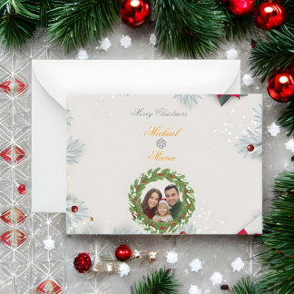 Family in the Snow Letter – Christmas Greeting  Card