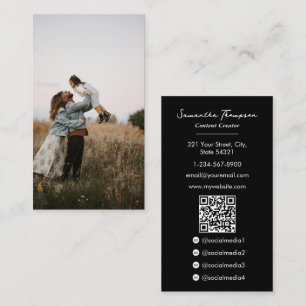 Family Influencer Vlog Content Creator Full Photo Business Card