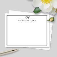 Family Initial Black Border Monogram Stationery