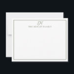 Family Initial Green Border Monogram Stationery Card<br><div class="desc">This design features a thin double border with space for a family initial and family name. Click the customize button if you would like to adjust the design elements and/or further modify the text! Variations of this design, additional colors, as well as coordinating products are available in our shop, zazzle.com/store/doodlelulu....</div>
