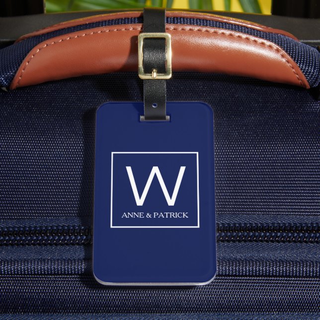 Family Initial Monogram Couple Names Luggage Tag (Front Insitu 2)