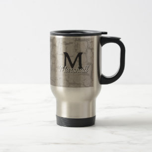 Family Initial Monogram Tree Bark Photo with Name Travel Mug