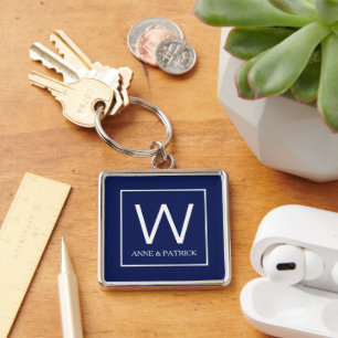 Family Initial Monogrammed Couple Names  Key Ring