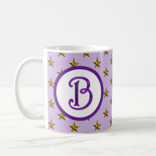 Family Initial Purple Celestial Star Monogram Coffee Mug