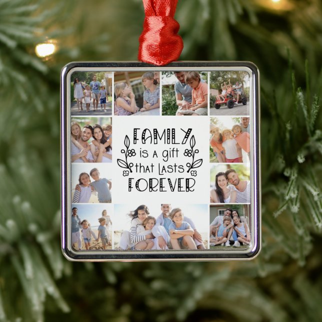 Family is a Gift 10 Photo Collage  Metal Tree Decoration (Tree)