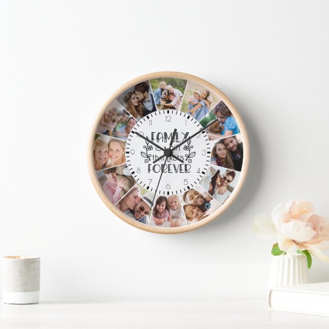 Family Is A Gift That Lasts Forever Photo Collage Clock (Home)