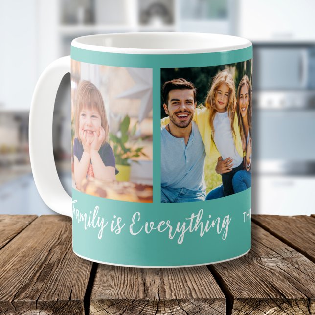 Family Is Everything 3 Photo Collage Family Name   Coffee Mug (Creator Uploaded)