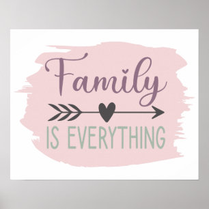 Family is Everything Colour Editable Brush Stroke Poster