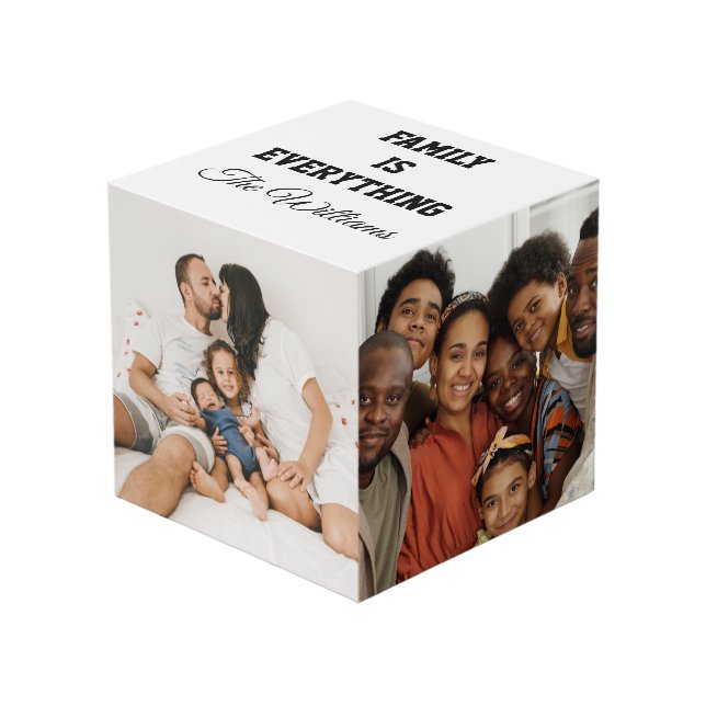 Family is everything Custom Family Photos & Name Cube (Front Angled)