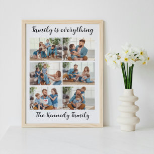 Family is everything Custom Name Photo Collage Poster
