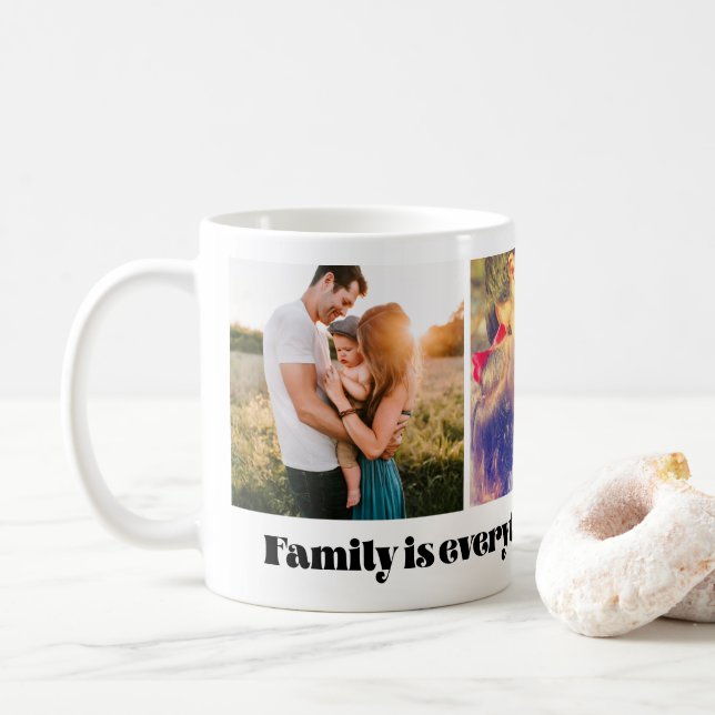 Family is everything cute photo collage coffee mug (With Donut)