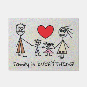 Family is EVERYTHING Cute Stick Family Design Doormat