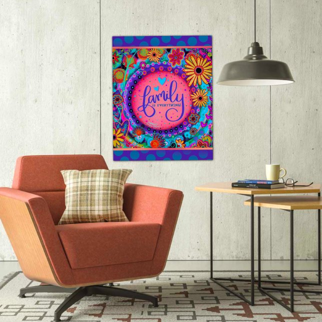 Family Is Everything Floral Pink Inspiring Poster (Creator Uploaded)