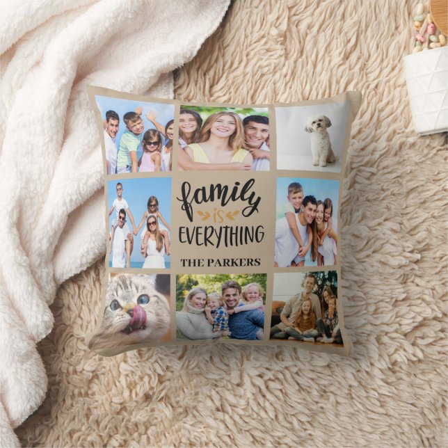 "Family is Everything" Personalised Photo Collage Cushion (Blanket)
