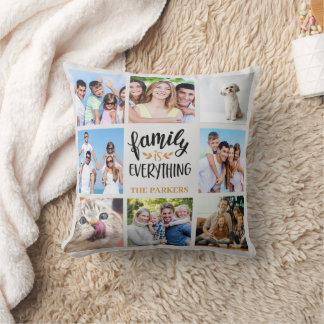 "Family is Everything" Personalised Photo Collage Cushion