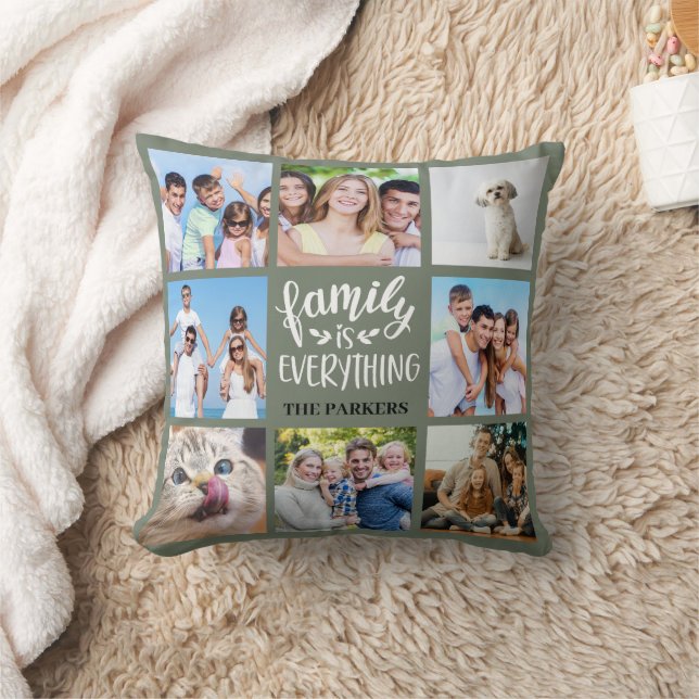 "Family is Everything" Personalised Photo Collage Cushion (Blanket)