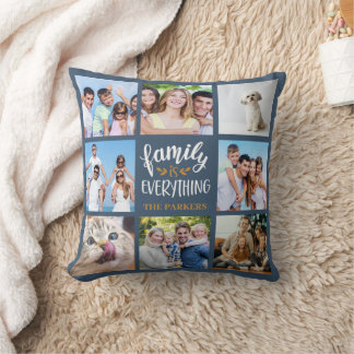 "Family is Everything" Personalised Photo Collage Cushion